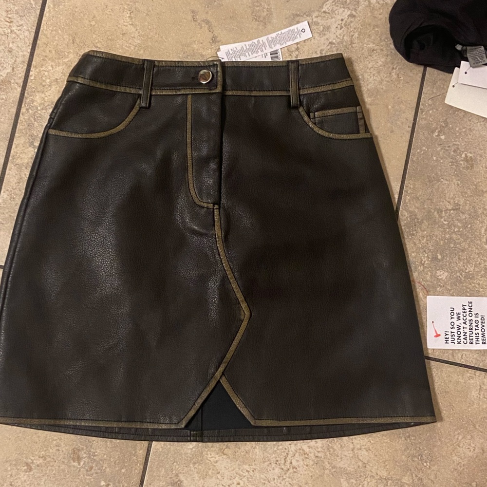 Top shop faux leather mini skirt size 2 brown